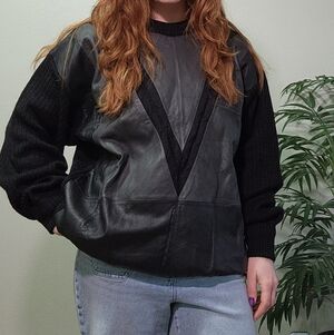 Vintage Gabicci Concept Design Leather & Wool Sweater